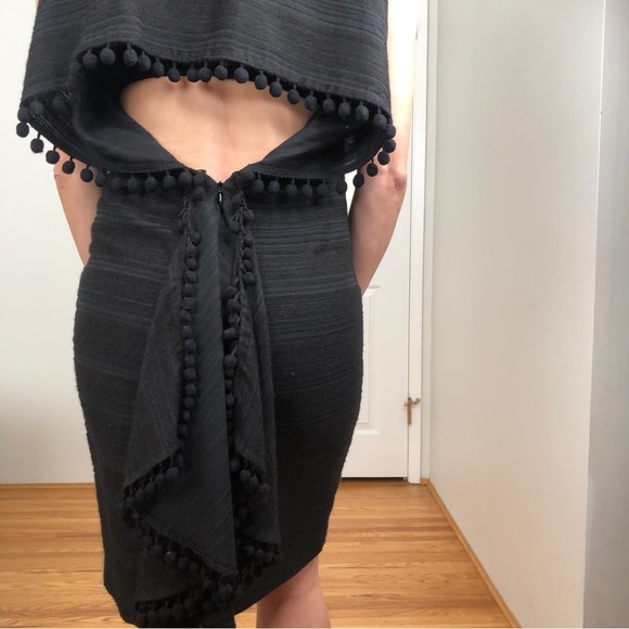 Thakoon Open Back Pom Pom LBD Black Cocktail Dress size 4 - Picture 16 of 16